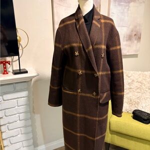 Reformation Brown Plaid Double-Breasted women’s coat